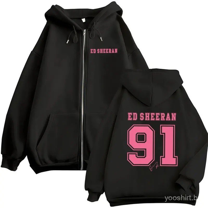 Ed Sheeran 91 Tour 2026 Print Zipper Hoodie Men Women Vintage Long Sleeve Fashion Sweatshirt Casual Fleece Pullover Coat