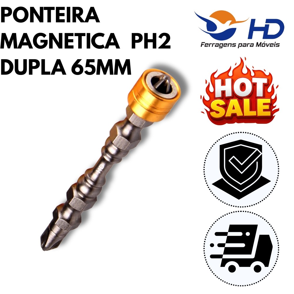 Ponteira Philips PH2 Dupla Imantada Bits Ant-Slip Magnetica