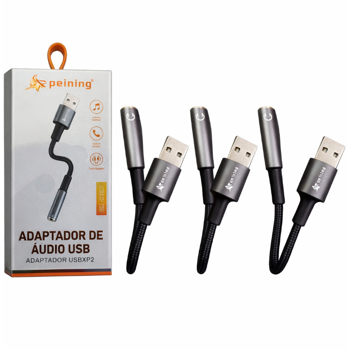 Kit 3 Placa de Som Adaptador de Áudio USB X P2 3.5 - AUX P2 3.5MM Fone Microfone Pc Notebook