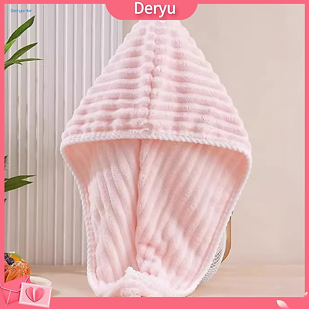 Lightweight Shower Hair Wrap Microfiber Drying Towel with Button for Women – Quick Dry Anti-frizz Turban Soft Absorben