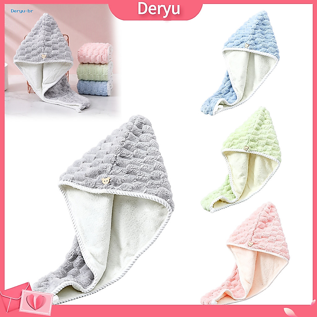 Damage Free Hair Drying Microfiber Towel Wrap for Women – Quick Dry Anti-frizz Turban with Button Super Absorbent for