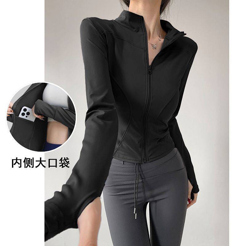 Pilates Yoga Clothes Coat Sports Women's Quick Drying Clothes Running Workout Long Sleeve Outdoor Cycling Top icAj