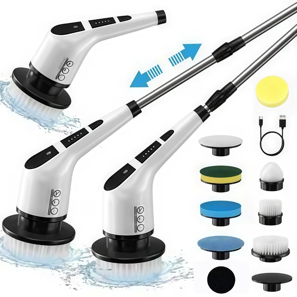 9-in-1 Rechargeable Electric Rotating Cleaning Brush with Extension Handle