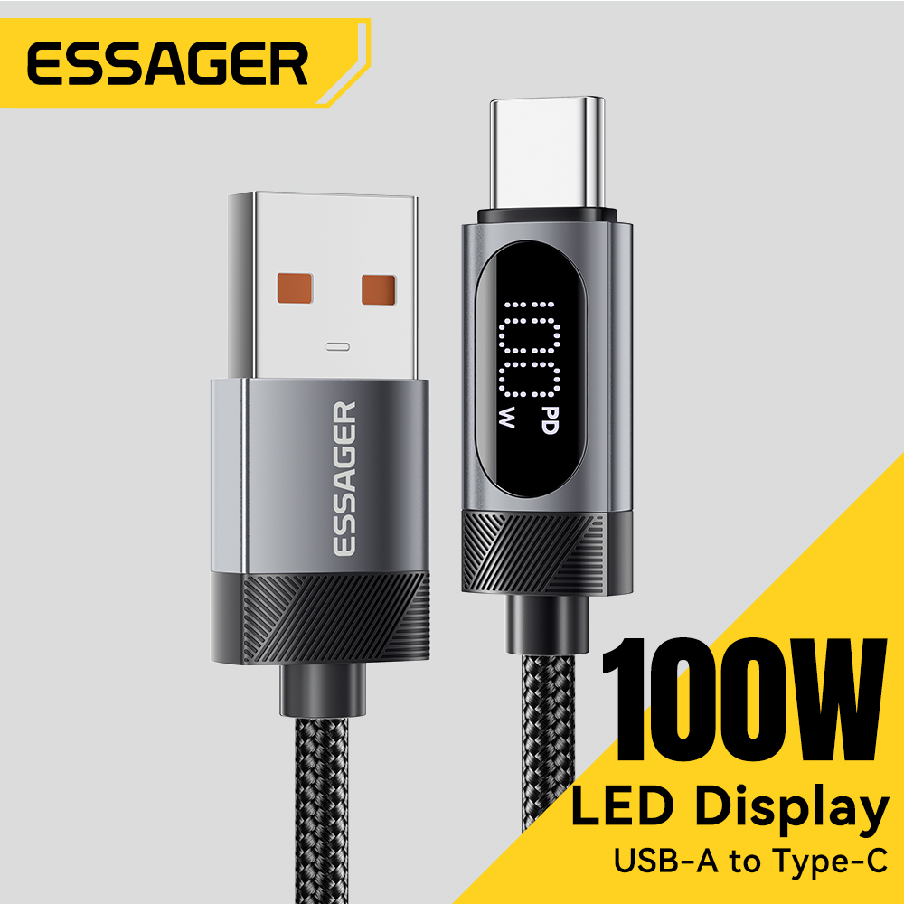 Essager Cabo Digital USB C para iPhone Xiaomi Huawei 100W PD Carregamento Rápido para Macbook iPad Cabo Tipo C para