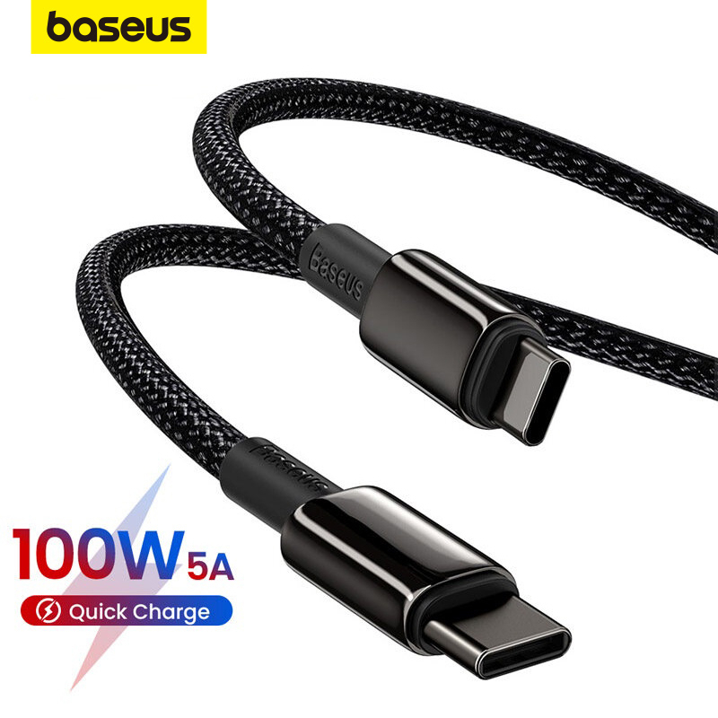 Cabo Baseus 100W USB C para Type C QC4.0 Carregador de Carregamento Rápido PD para iPhone 15 Xiaomi Macbook iPad