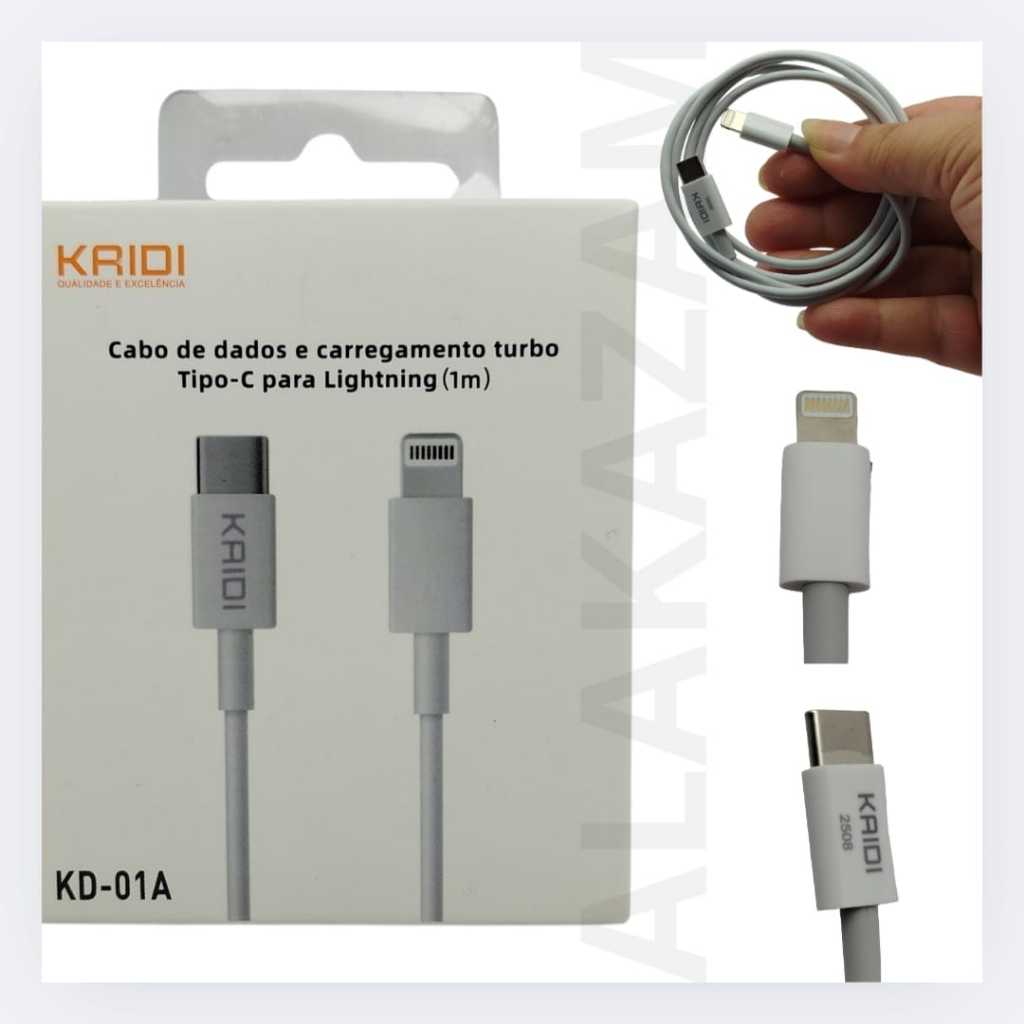 Cabo USB-C → Lightning 1m – Ideal para iPhone, iPad e AirPod