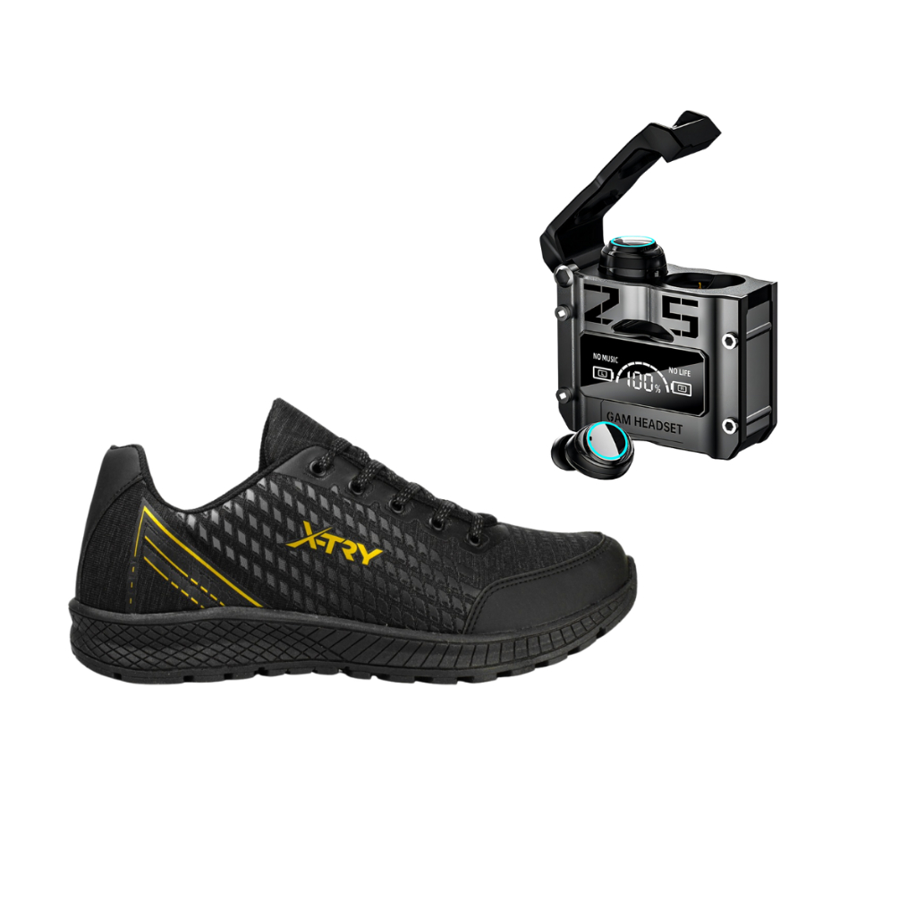 Tenis Numeração Especial MasculinoTamanho Grande Kit Fone de Ouvido A Prova D´Agua