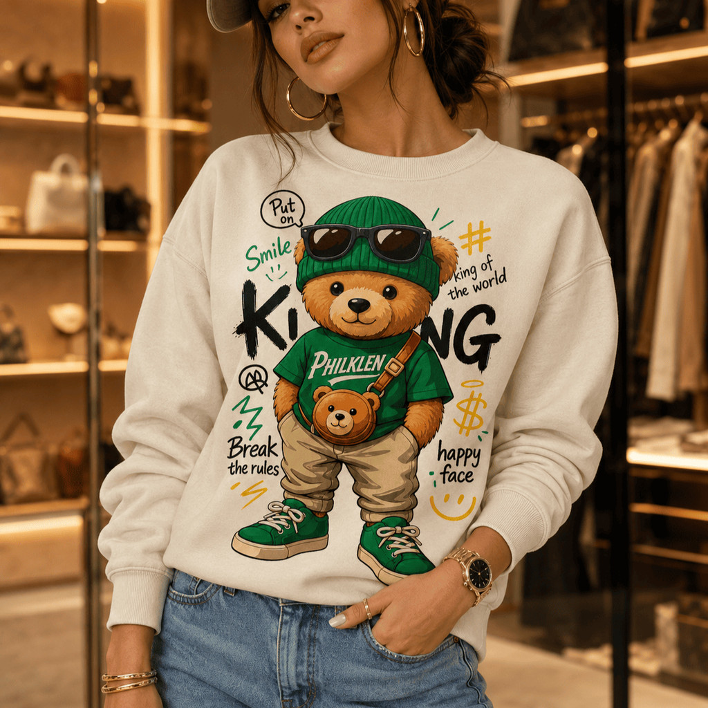 Moletom Feminino Estampado Ursinho Green Style- Philklen