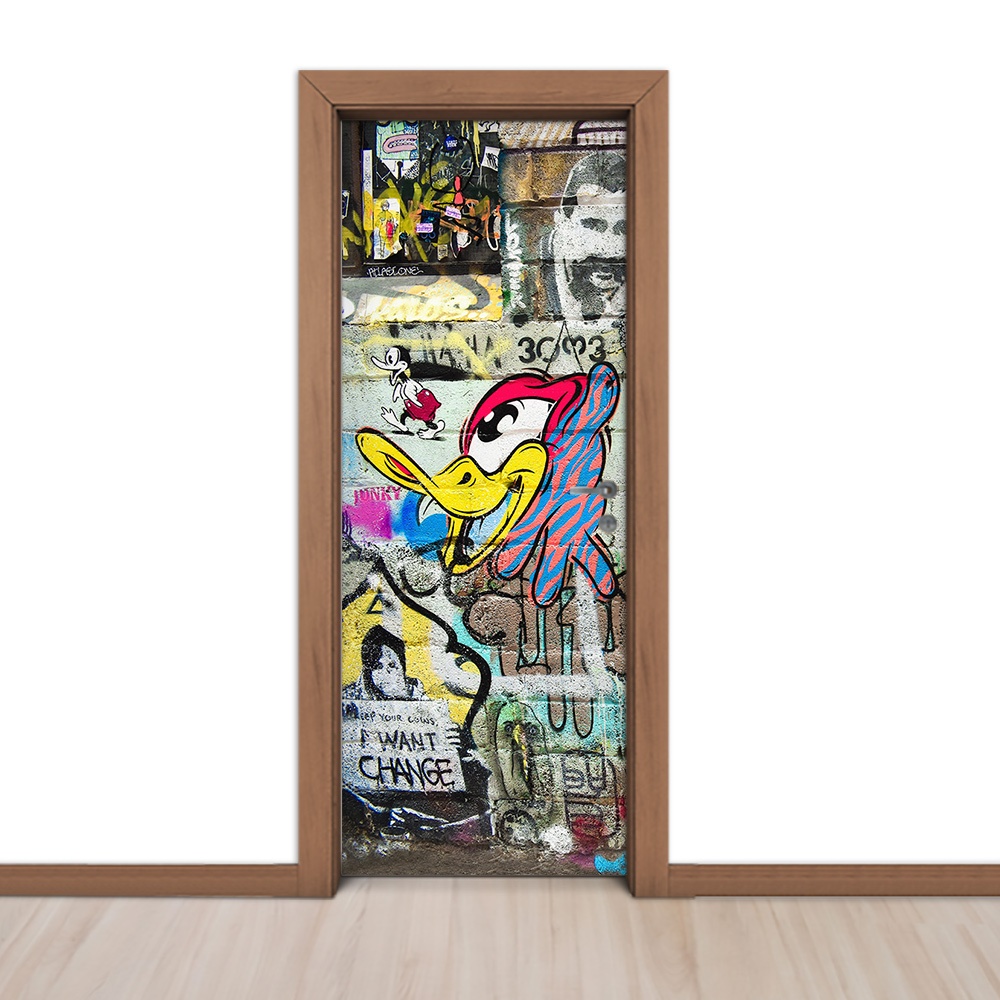 Adesivo Decorativo Para Portas - Graffiti - 73x245cm