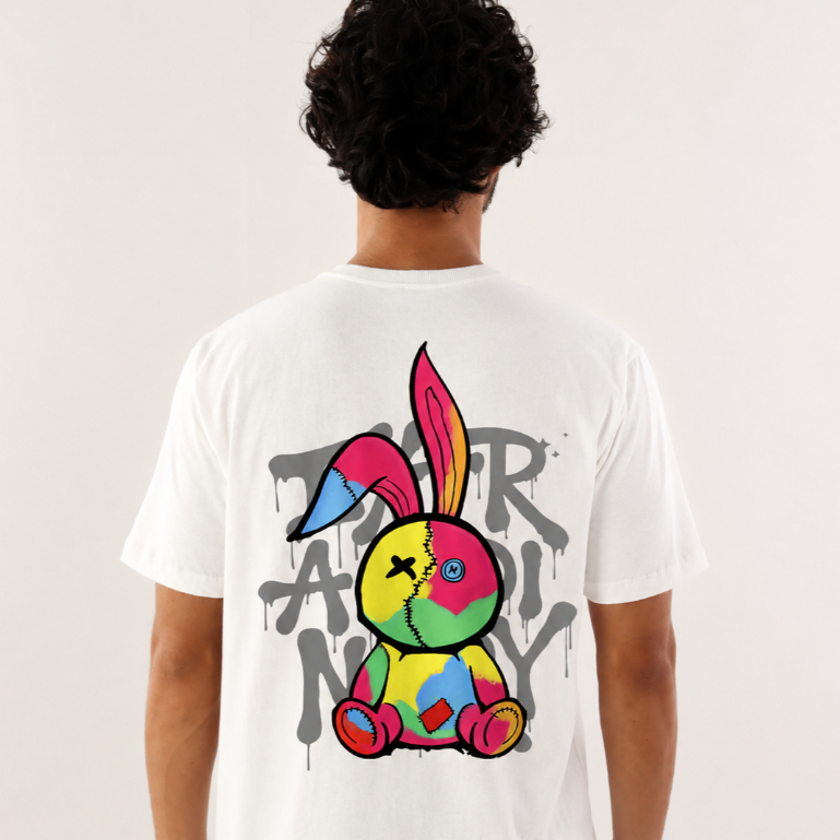 Camiseta Unissex Coelho Graffiti 100% Algodão Camisa Alta Qualidade