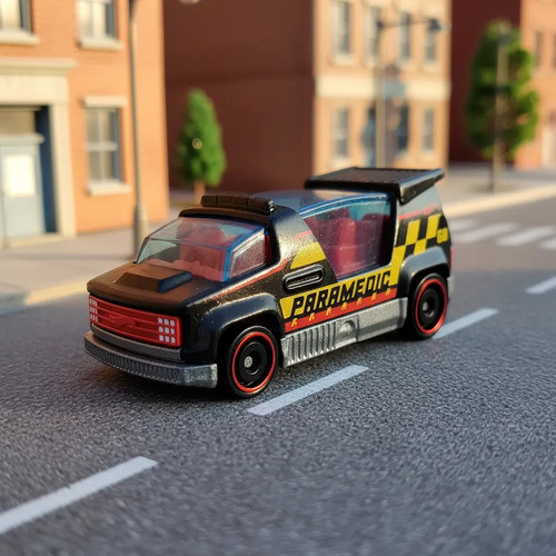 Carrinho Hot Wheels Rapid Pulse - Paramedic Ambulância Preto