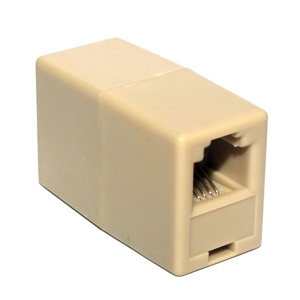 Emenda para RJ11 ponto a ponto. Adaptador que possibilita a emenda de 2 cabos de telefone.