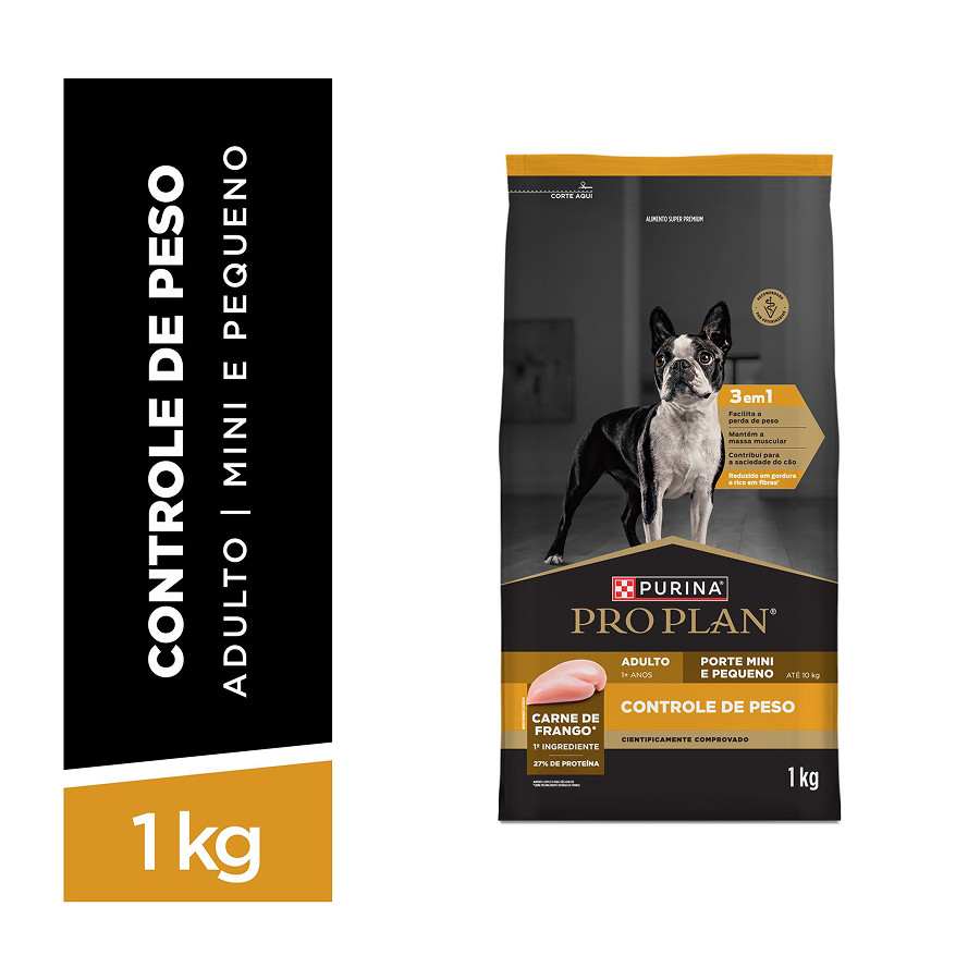 Ração Pro Plan Frango Controle Peso Cães Mini e Pequenos 1kg