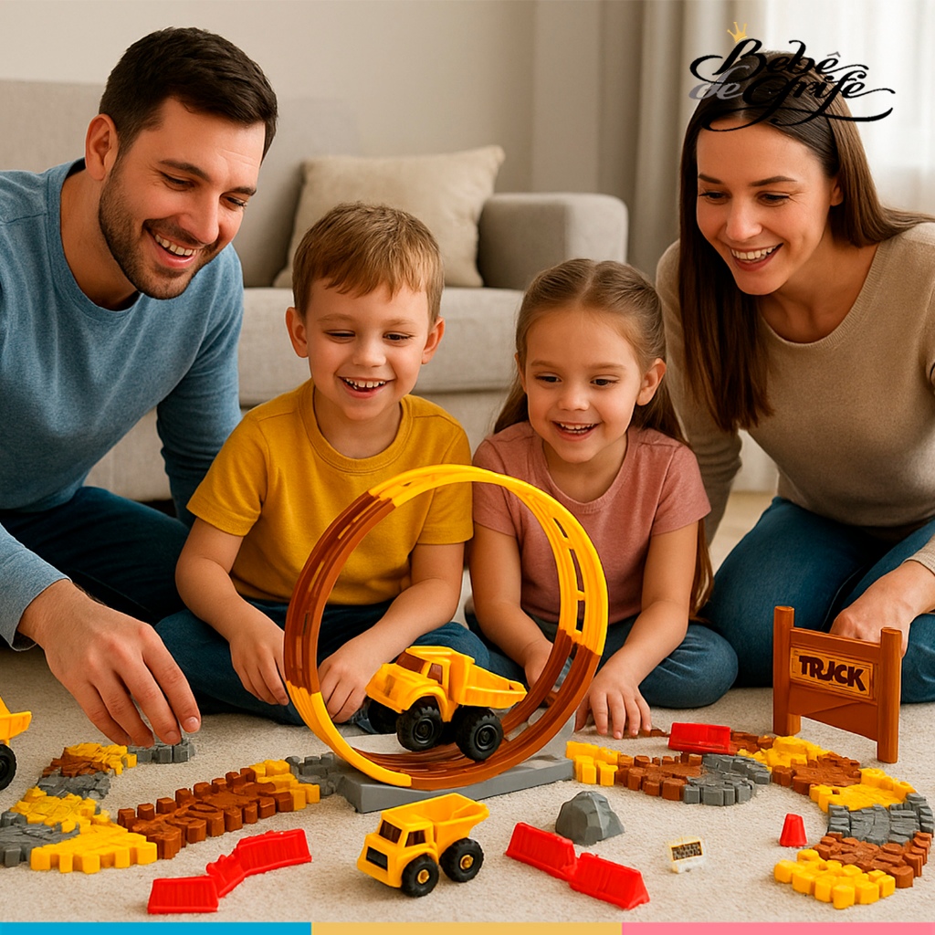 Pista Flexível Construção 144 Peças Loop 360 Carrinho LED Brinquedo Educativo STEM Infantil 3+