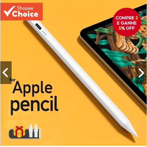 Caneta Stylus Capacitiva Universal Com Tela Sensível Ao Toque De Ponta Fina 2 Pontas Extras Para Smartphones/Tablets iOS