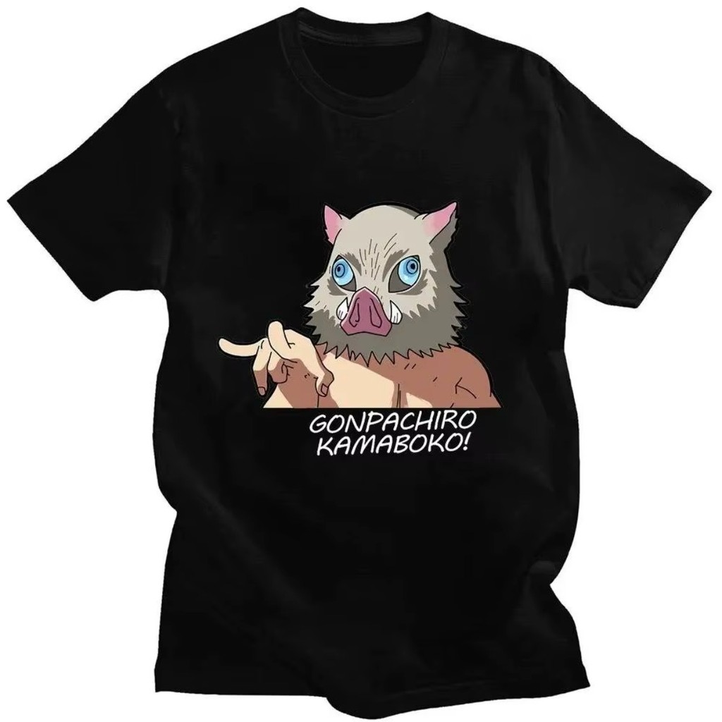Camiseta Harajuku Anime Demon Slayer Hashibira Inosuke Tshirts Casual Verão Unisex