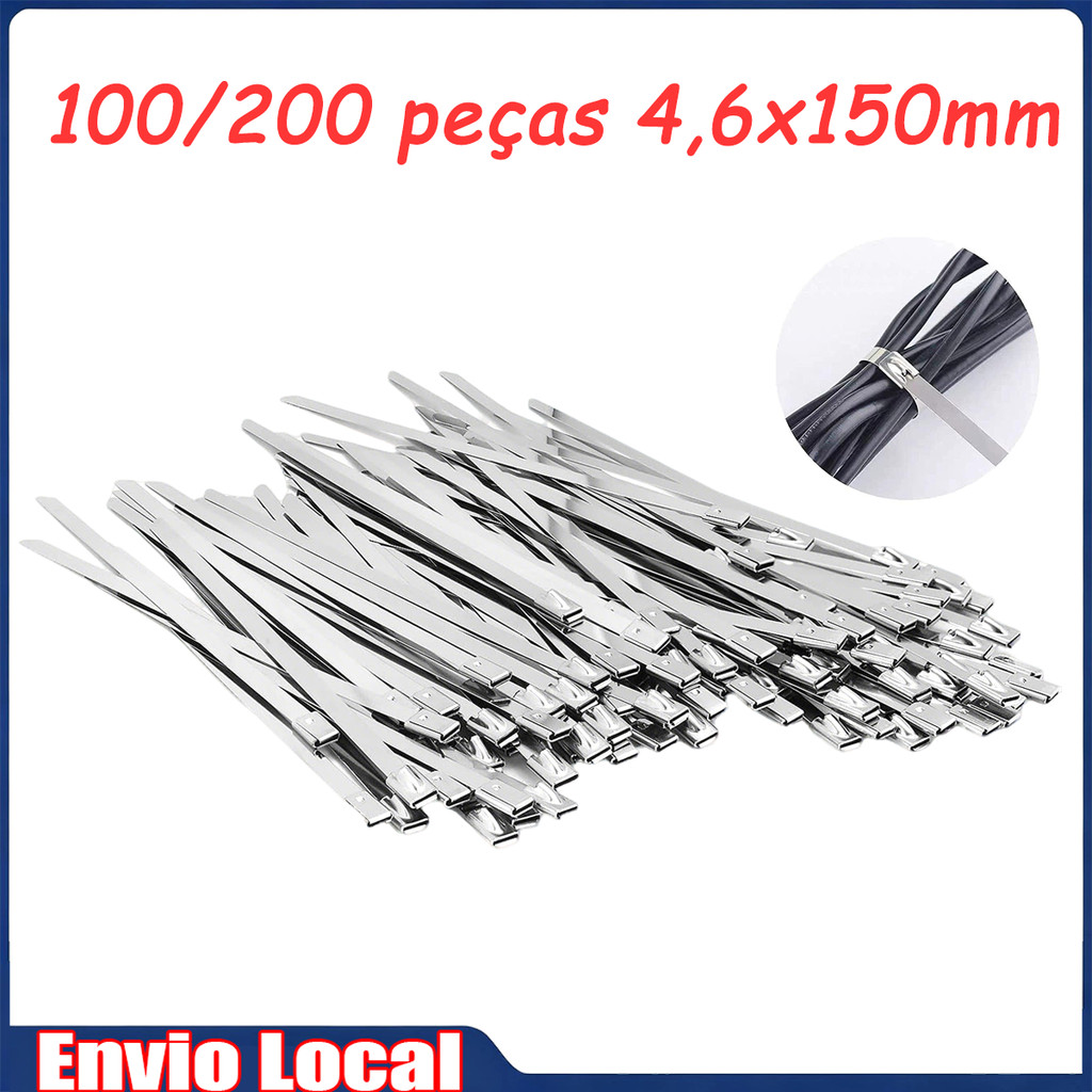 100/200 peças de 4.6x150mm de aço inoxidável selado jack fixo cable tie set
