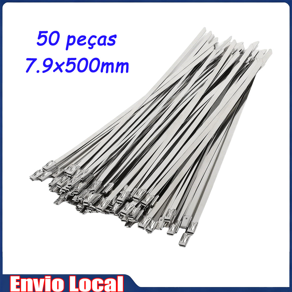 50 peças de 7.9x500mm de aço inoxidável selado jack fixo cable tie set