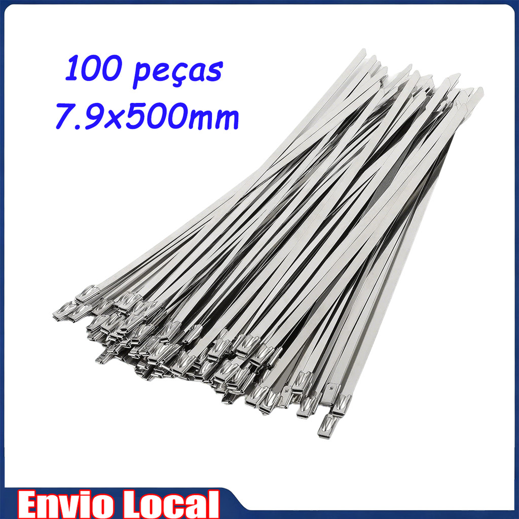 100 peças de 7.9x500mm de aço inoxidável selado jack fixo cable tie set
