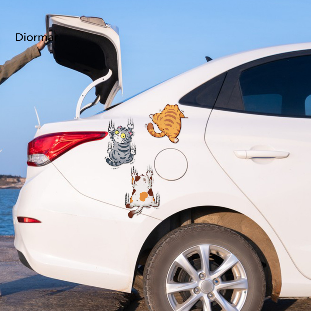 Suv Decoration Sticker 3pcs Cat Scratch Car Stickers Set Funny Weatherproof Self-adhesive Window Body Decals Cute Kitten