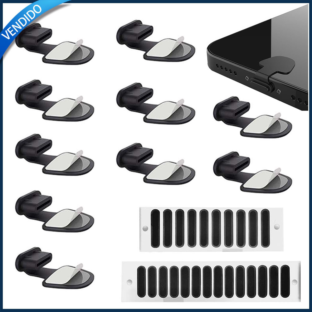 Conjunto de 12 peças Tampa protetora adesiva contra poeira Tipo C, para iPhone, Samsung, Google e todas as portas USB-C