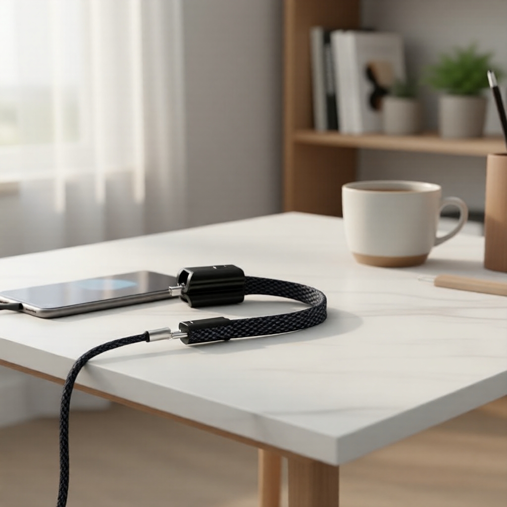 Cabo trançado curto chaveiro de carregamento rápido USB-C para USB-C 60W para Xiaomi/Huawei e iPhone 27W