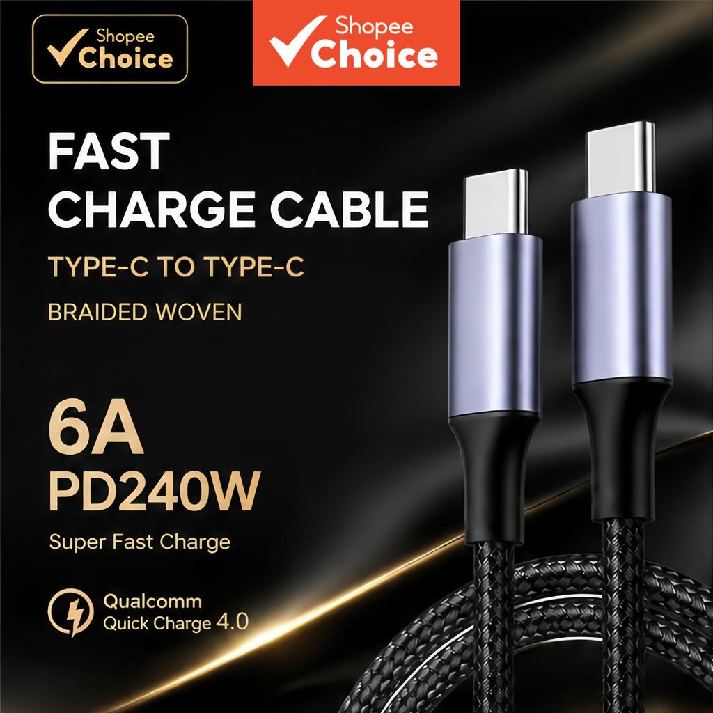 Cabo Tipo C 240W Future Tech, Carregamento Rápido, Nylon Trançado, Liga de Alumínio para iPhone, Xiaomi, Huawei,