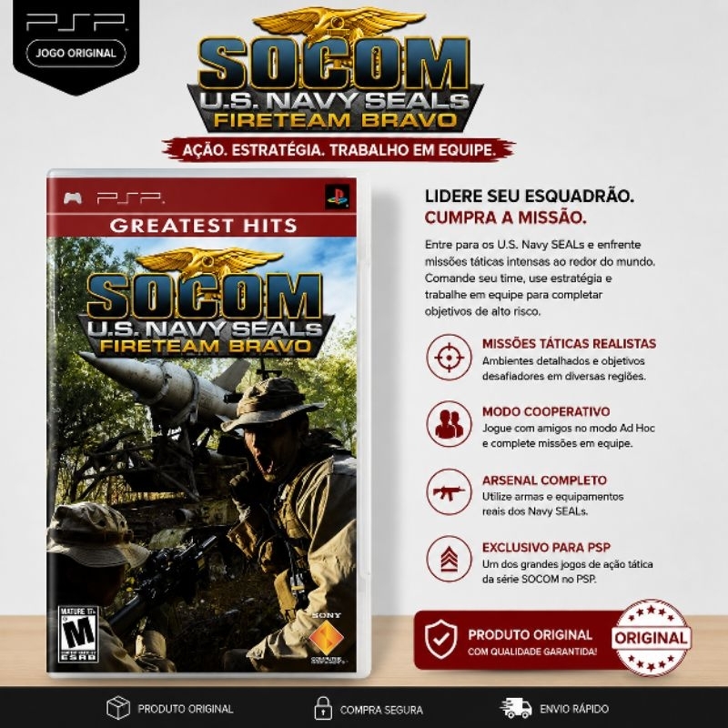 SOCOM U.S. Navy SEALs Fireteam Bravo PSP Original Greatest Hits | Clássico de Guerra