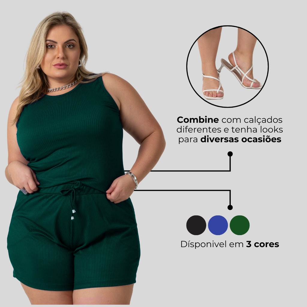 Regata Malha Canelada Feminina Plus Size Do G ao G4 1213-DROP-C1