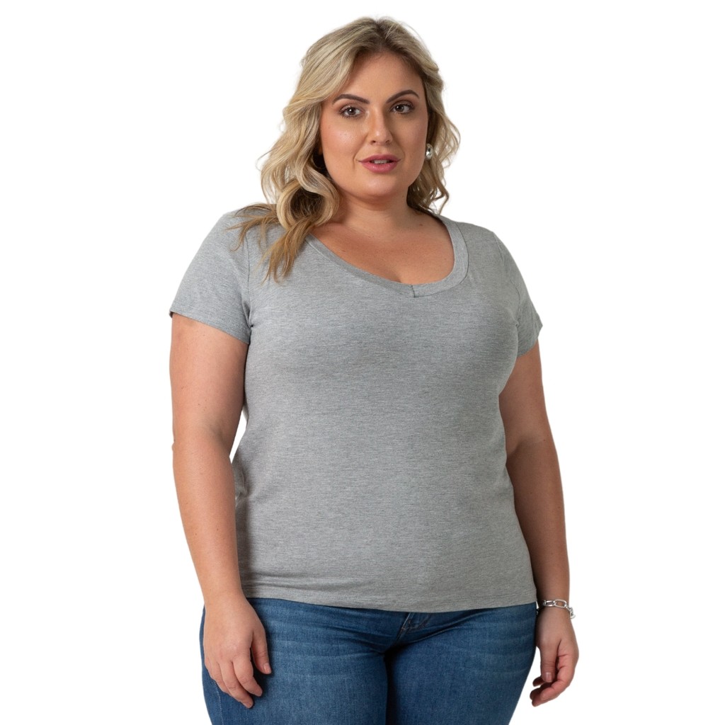 Blusa Plus Size Feminina Gola V Confortável e Elegante 103836-DROP