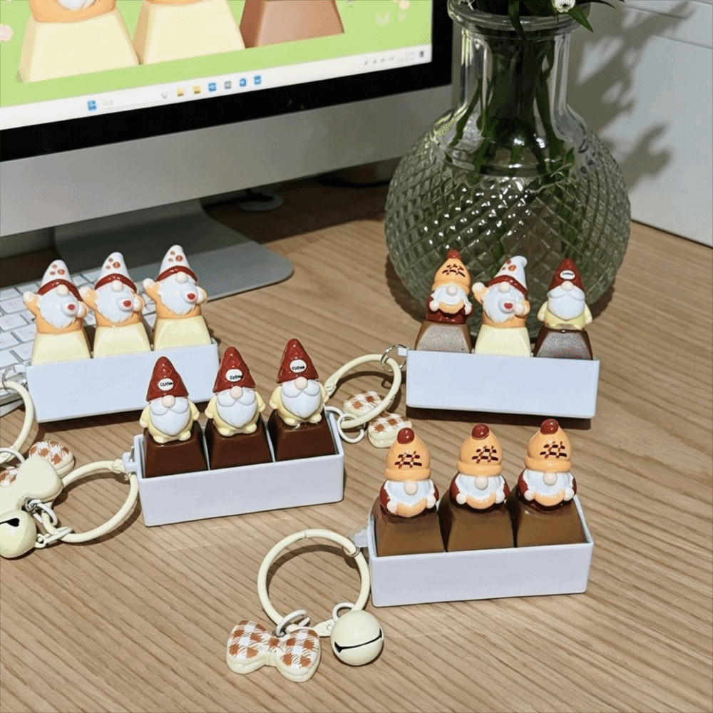Fidget Toy Keychain , Cartoon Dwarf Keycap Silent Axis , Mute Keyboard Key