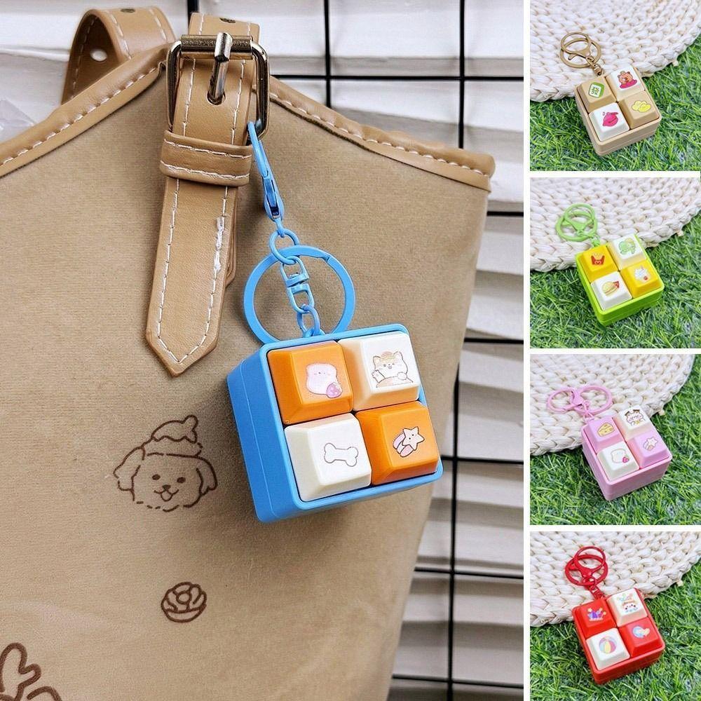 Fidget Keychain , Keycap Cartoon Finger Keyboard Caps , Passe O Tempo Relief Stress Squeeze Music