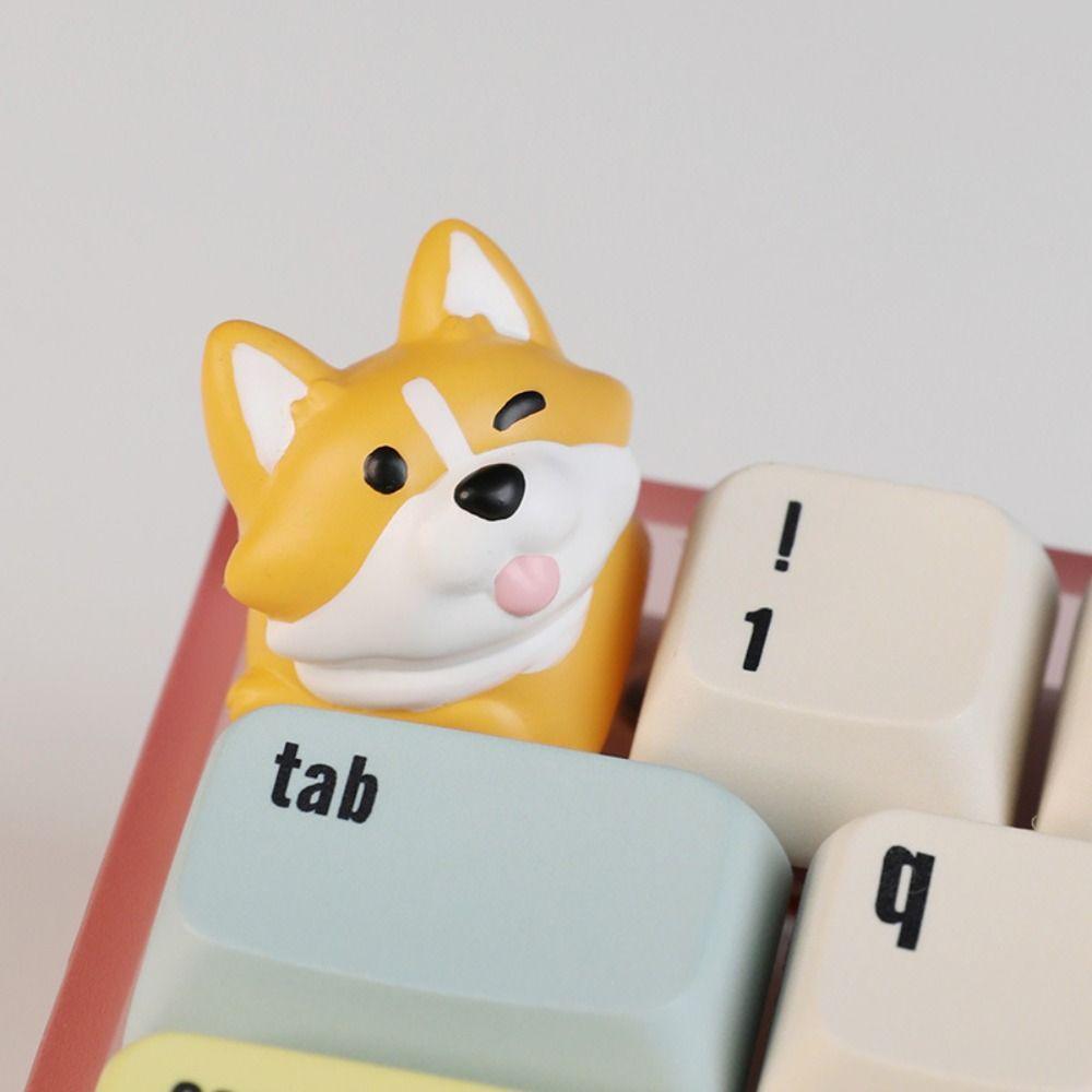 FIWICKA Cartoon Corgi Keycaps , Tampa Universal De Teclado De Bunda De Animal Crogi , Tecla Mecânico Fofo DIY
