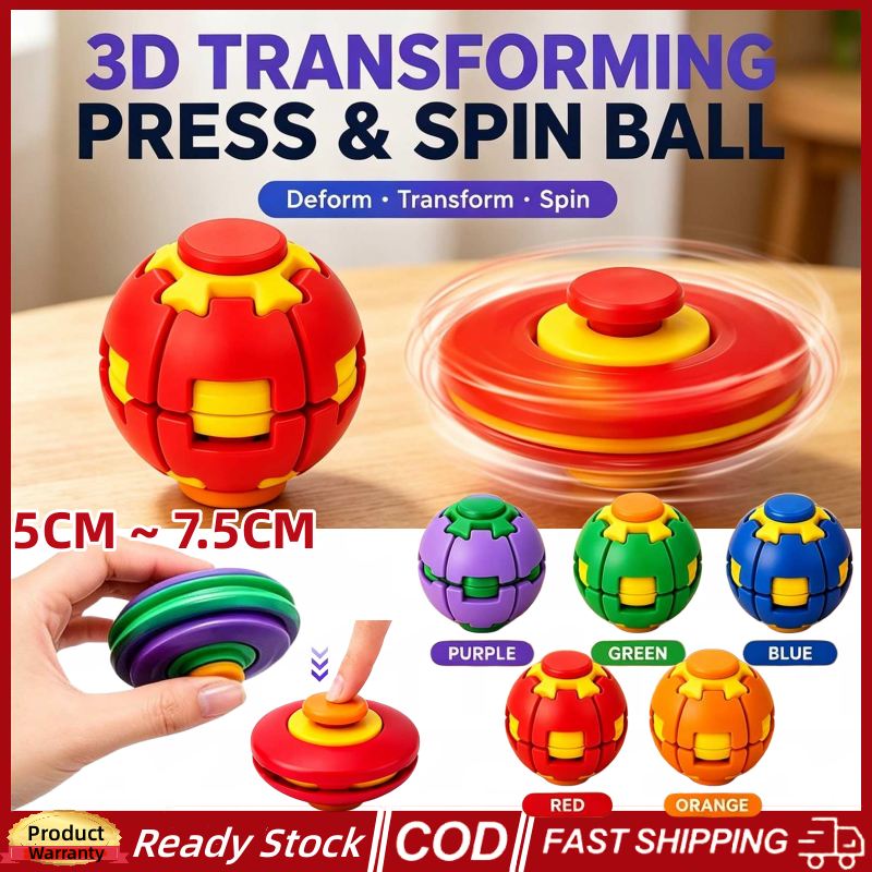 (Enviar Em 12H) 3D Impresso Press-to-Spin Fidget Ball One Click Deform Spinner Suave Rotação Alívio Do Estresse Brinqued
