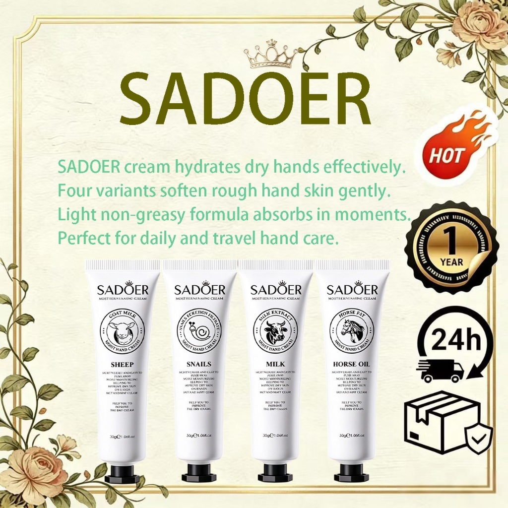 Creme Para As Mãos SADOER , 4 Tipos Disponíveis . Infundido Com Extratos Naturais Hidratar E Suavizar Secas Ásperas Text