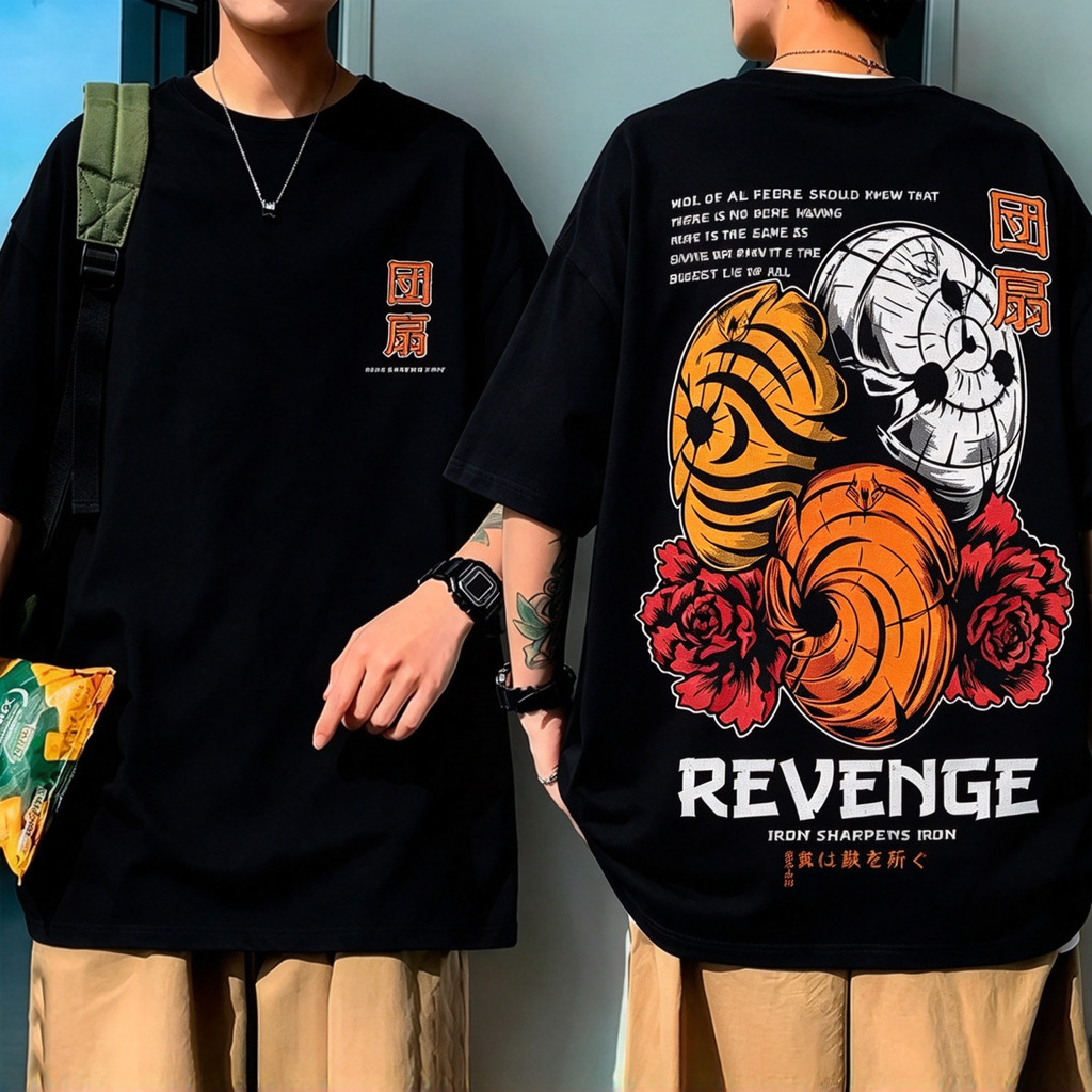 Camiseta Unisex de Alta Qualidade, Design com Máscaras Espirais Estilizadas, Caveira e Rosas Vermelhas, Estampa com Text