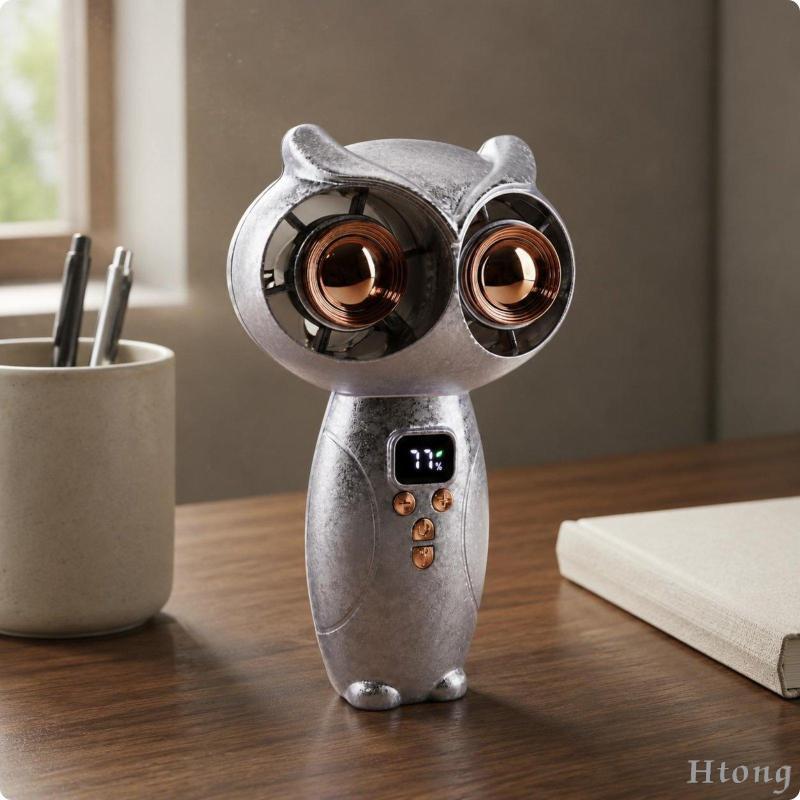 [Htong] Ventilador De Resfriamento Portátil Recarregável Usb Dual Turbo Silent Mini Mesa Com Display LED Para Viagens ,