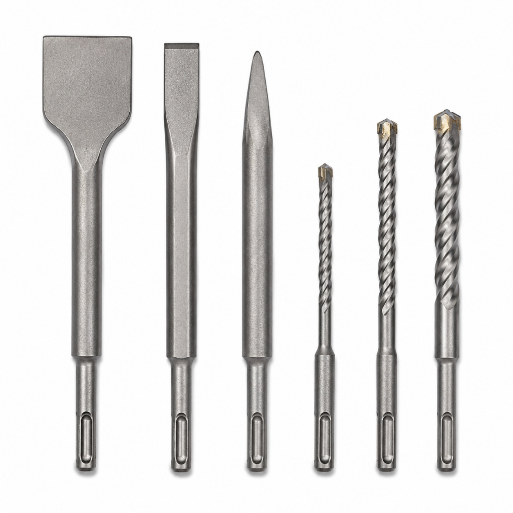 Kit 6 Peças SDS Plus para Martelete com Talhadeiras, Ponteira e Brocas para Concreto