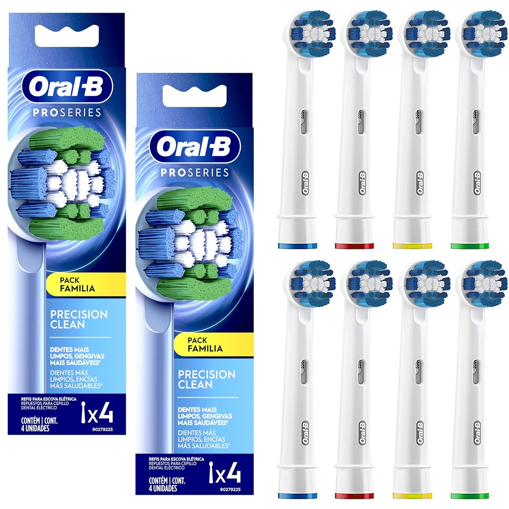 Refil para Escova Dental Elétrica Oral-b Com 8 Unidades, Modelo Precision Clean Cerdas Suaves