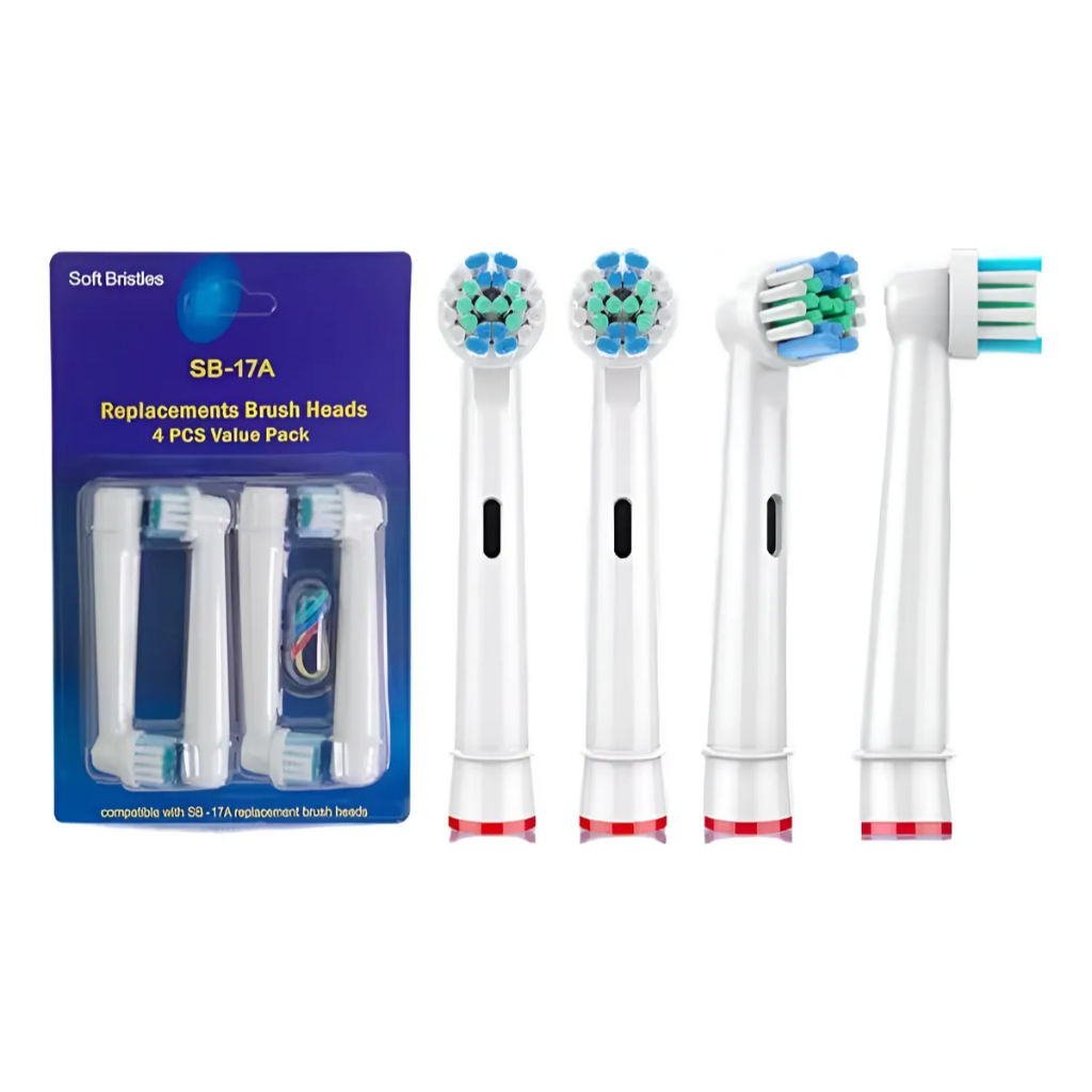 Kit 4 Refil Escova Elétrica Compatível Oral B Braun Premium Precision Clean   Sensitive Clean