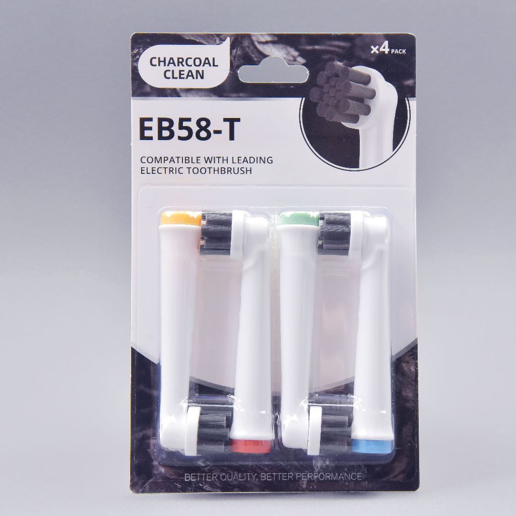 Refil Escova Elétrica Compatível Oral-B Braun EB58-T Carvão Ativado Precision Clean   Sensitive Clean    Kit 4 Unidades