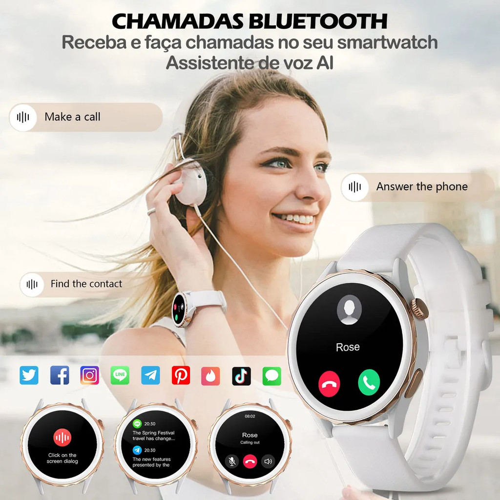 Smart Watch Women H37 Tela grande monitor de coração IP67 Bateria longa com cores e estilos exclusivos