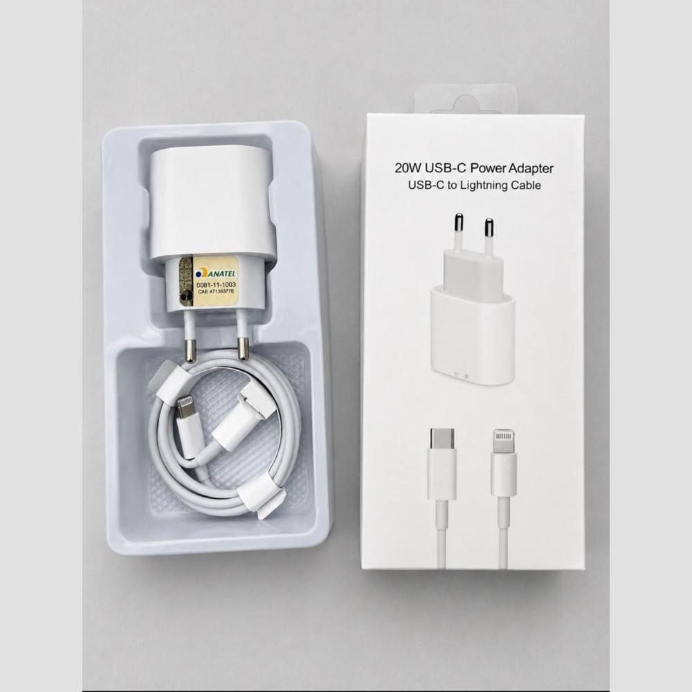 Carregador 20w Turbo Usb-c + Cabo Iphone 5 ao iPhone 14 Pro Max iPad iPod