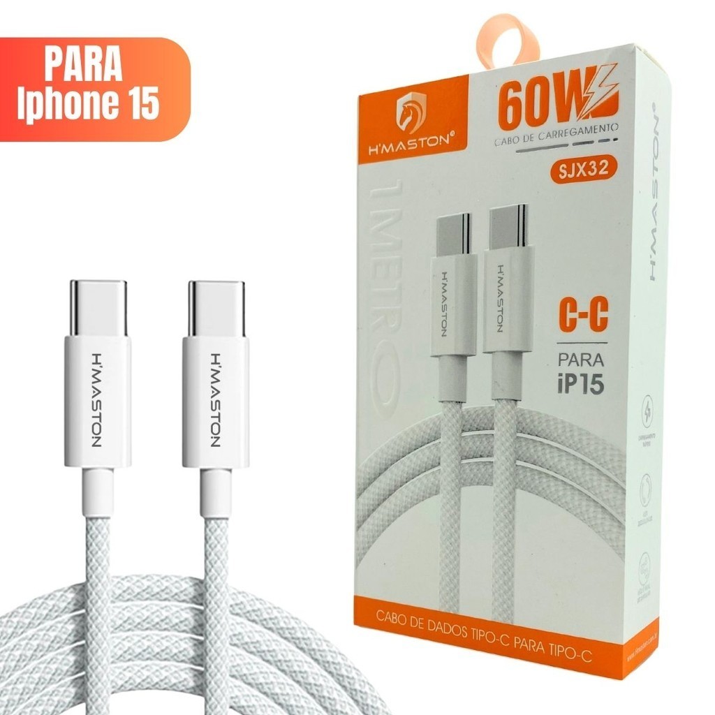 Cabo Tipo C 60W turbo para Iphone 15, 15 Plus, 15 Pro, 15 Pro Max Turbo - 1 metro -  iPad/MacBook