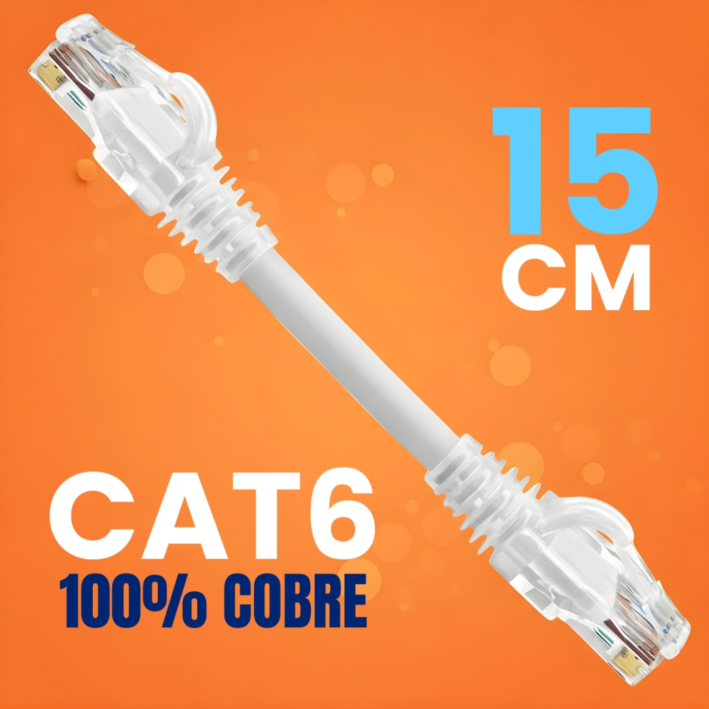 Cabo de Rede 15 Centímetros Pequeno Patch Cord Cat6 100% Cobre Branco 15 Cm 10Gbps Alta Velocidade