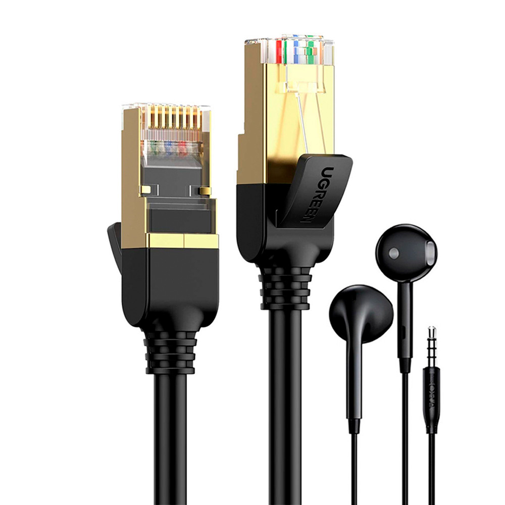 Ugreen Cabo Rede Cat7 U/Ftp Cabo Lan 10Gbps 1M + Fone Ouvido (K-5061-5886)