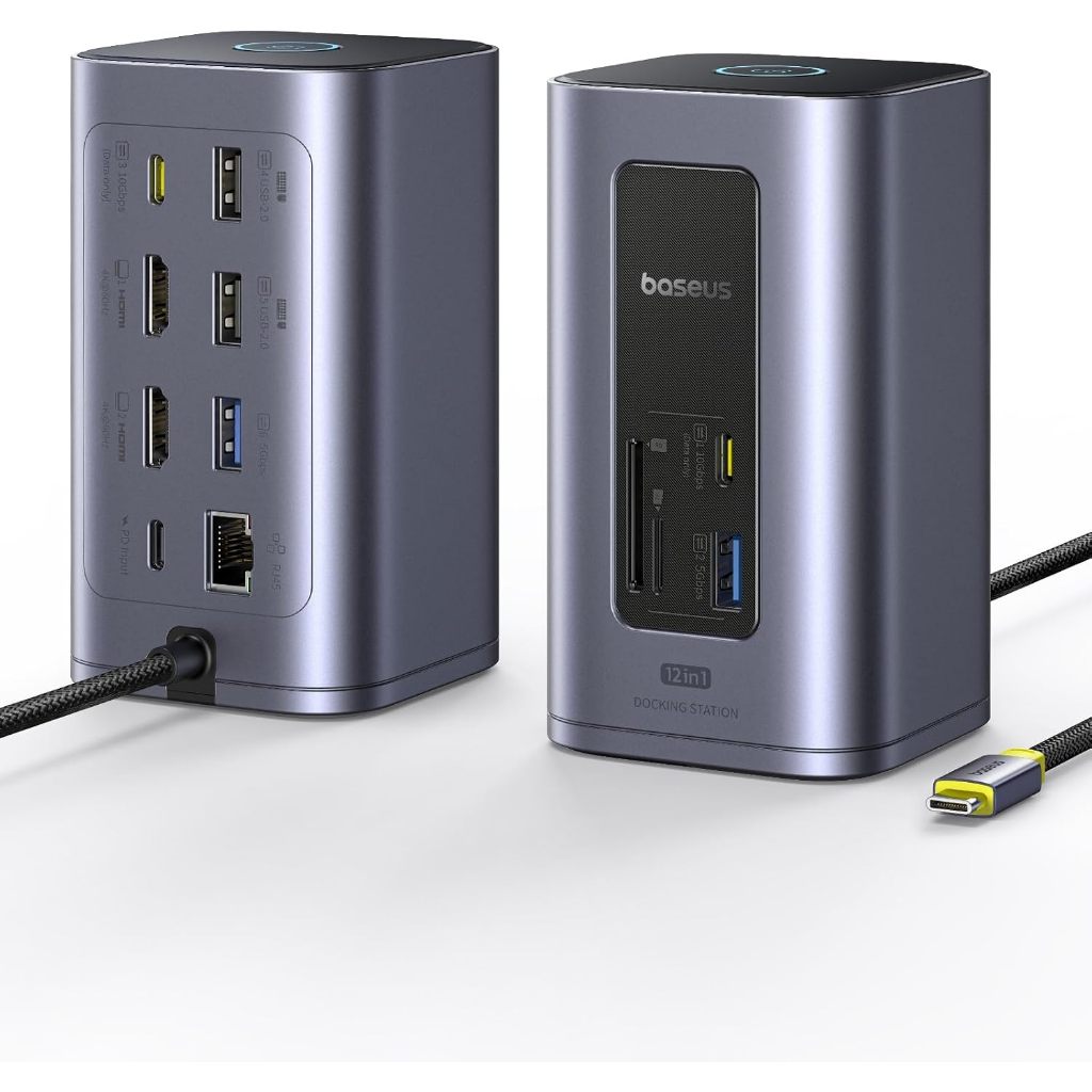 Docking Station Baseus Nomos NU1 12 em 1 USB-C Dual HDMI 4K 60Hz 100W PD