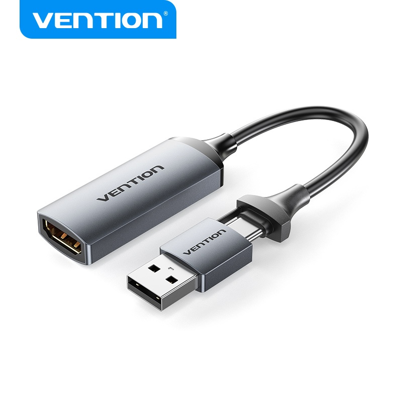 Vention HD Video Capture Card 1080P 60Hz, Dual Interface USB Tipo C/HDMI, Gravador para Transmissão de Jogos