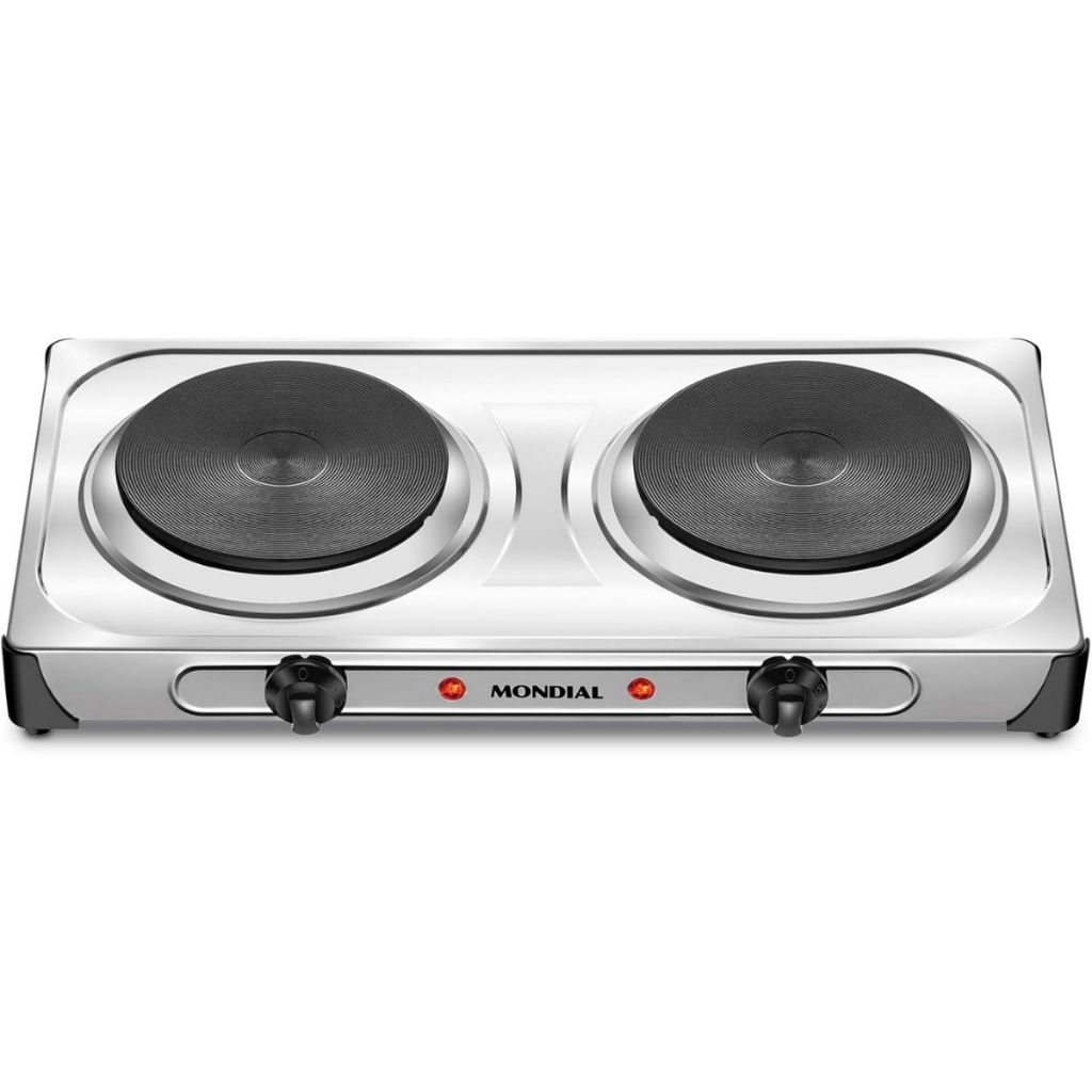 Fogão Elétrico 2 Bocas Mondial Fast Cooktop FE03 Portátil Mesa Apartamento e Cozinha Compacta Viagem
