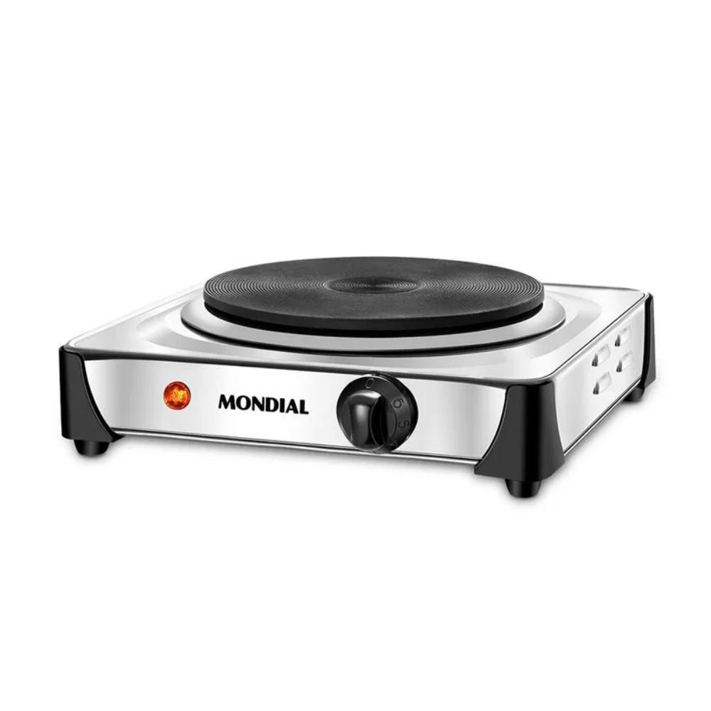 Fogão Elétrico Portátil Mondial Fast Cook com Controle de Temperatura 1000W Inox 220V - FE-04